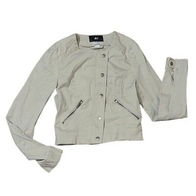 #ad Hamp;M Khaki Button Up Casual Size 4 Blazer Jacket $25.00