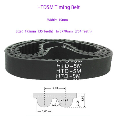 #ad Width 15mm 5M Timing Belt 175mm to 3770mm Pitch 5mm Belt for CNC Step Motor $4.89
