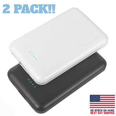 #ad 5000mAh Power Bank Portable Charger Battery 2 PACK for iPhone Android Travel USB $13.95