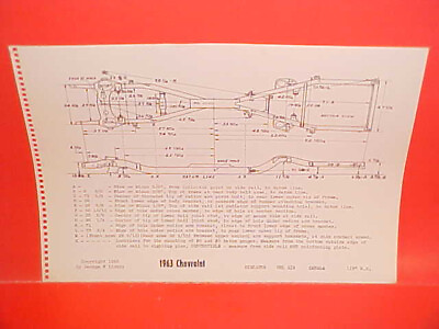 #ad 1963 CHEVROLET IMPALA SS CONVERTIBLE COUPE BELAIR BISCAYNE FRAME DIMENSION CHART $14.99