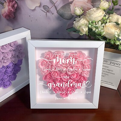 #ad First Mom Now Grandma Flower Shadow Box Mother#x27;s Day Gift For Mom Grandma $34.95