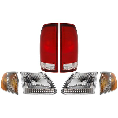 #ad #ad Headlight Kit For 1997 03 Ford F 150 Left and Right with Corner Light Tail Light $126.57