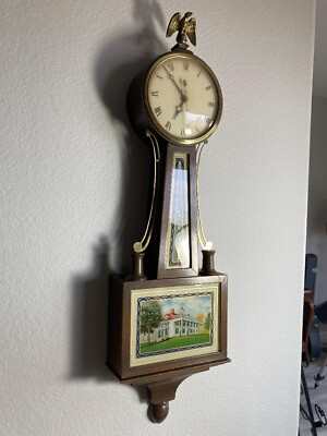 #ad Vintage Banjo Eagle 1930#x27;s Warren Telechron USA Electric Clock w Pretty Scene on $134.00