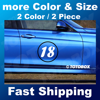#ad 2x 2Color Custom Number Circle Decal Auto Car Rally Racing Sport Sticker $5.53