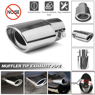 #ad Car Chrome Stainless Steel Rear Exhaust Pipe Tail Muffler Tip Round Accessory $15.12