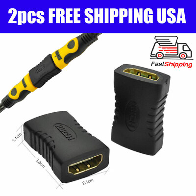 #ad 2x HDMI Female To Female Coupler Extender Adapter Connector F F HDTV 1080P 4K 3D $6.99