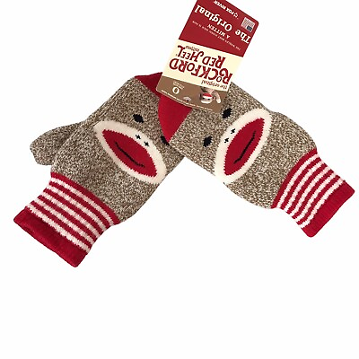 #ad Original Rockford Red Heel Mittens Sock Monkey Adult Wool Blend USA $19.99