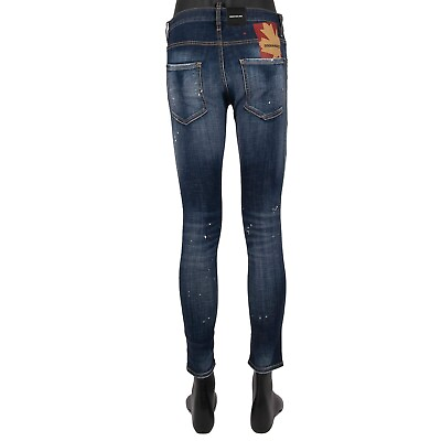 #ad DSQUARED2 Distressed SKINNY DAN JEAN Maple Logo Color Jeans Pants Blue 13651 $289.60