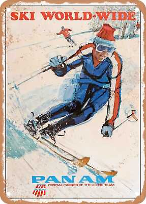 #ad METAL SIGN 1966 Ski World Wide Official Carrier of the US Ski Team Vintage Ad $21.95