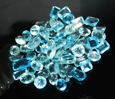 #ad Natural Blue Aquamarine Mix Shape 50.10 Ct Loose CERTIFIED Gemstone Lot $14.13