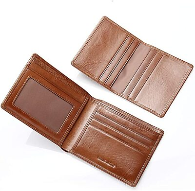 #ad MaxFavour Mens Cowhide Leather Bifold Wallet W Removable Flip Up Card Case Brown $26.09