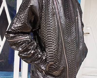 #ad Men#x27;s Motorcycle Jacket Genuine Black Python Snakeskin Leather $1000.00