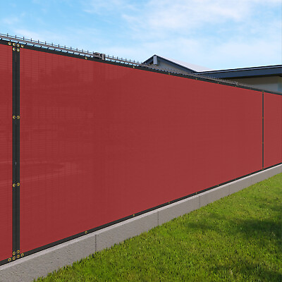 #ad 7ft red Fence Privacy Screen Commercial 95% Blockage Mesh Fabric w Gromment $282.19