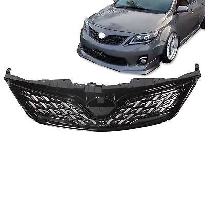 #ad Fits 2011 2013 Toyota Corolla Altis JDM ZR6 Style Front Grille Gloss Black $96.99