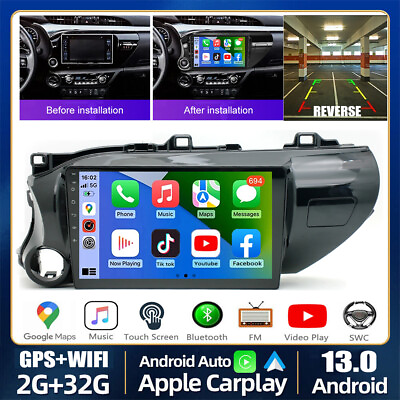 #ad For TOYOTA Hilux 2016 2018 Android 13 Car Stereo Radio Apple CarPlay GPS Navi FM $142.47