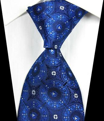 #ad Hot Classic Pattern Blue White JACQUARD WOVEN 100% Silk Men#x27;s Tie Necktie $9.99