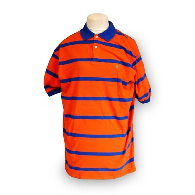 #ad Polo Ralph Lauren Orange and Blue Striped Polo Shirt Men’s Size XL $20.00