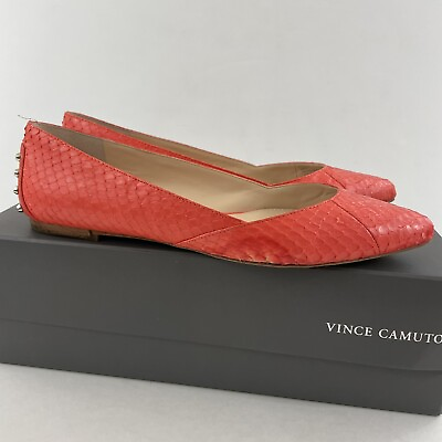 #ad Vince Camuto Alley Summer Scale Leather Fruity Orange Flats Studded Size 8M $11.99