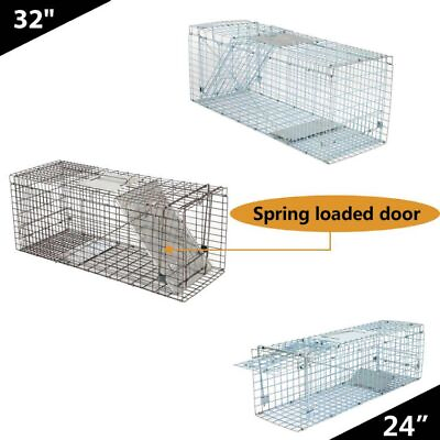 #ad 24quot; 32quot; Live Animal Trap Large Rodent Cage Garden Double Size for Little Animals $58.58