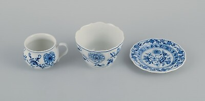 #ad Meissen three pieces Blue Onion cup without handle low cup and small plate. $170.00