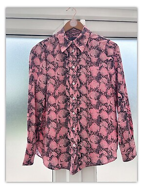 #ad NEW MARKS amp; SPENCER Pink Snake Print Button Front Shirt Size 8 GBP 16.99