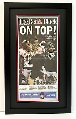 #ad 2022 UGA Bulldog National Championship “The Red amp; Black” Athens Framed Newspaper $140.00