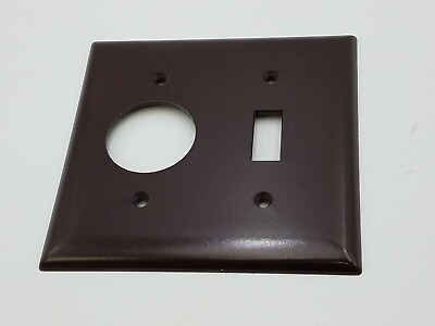 #ad 1PC Dark Brown Rotary Light Dimmer Switch Combo Plate Wall Cover 2 Gang 1 Toggle $10.00