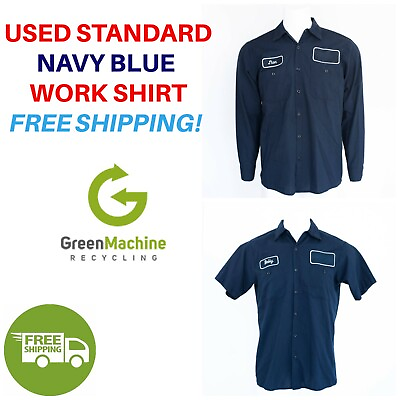 #ad Used Work Shirts Cintas Redkap Unifirst Gamp;K Navy Blue FREE SHIP $10.99