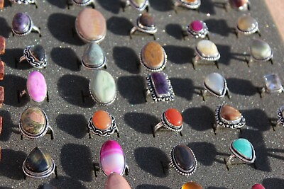 #ad Assorted Rings 50 pcs Silver Overlay Rings Handmade Ring Gemstone Rings NT 19 $475.99