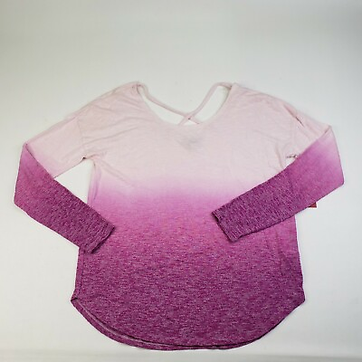 #ad NEW Arizona Medium M Womens Long Sleeve Top Stretch Blouse Ombre Pink Blush $22.49
