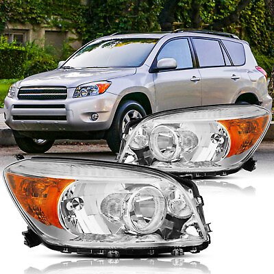#ad For 2006 2008 Toyota RAV4 Headlights Assembly Chrome Haologen Left Right Pair $82.99