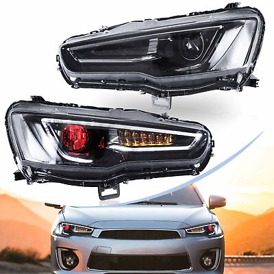 #ad LED Demon Eye Projector Headlights w Sequential For Mitsubishi EVO X 2008 2017 $389.99
