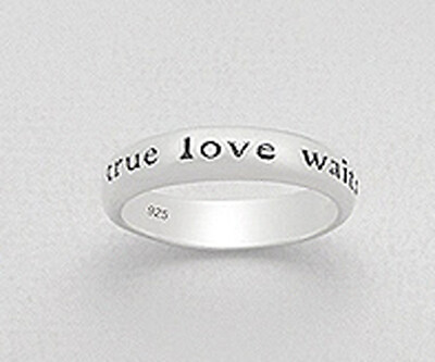 #ad Solid Sterling Silver True Love Waits Wedding Band Promise Ring 5mm Wide Size 8 $32.39