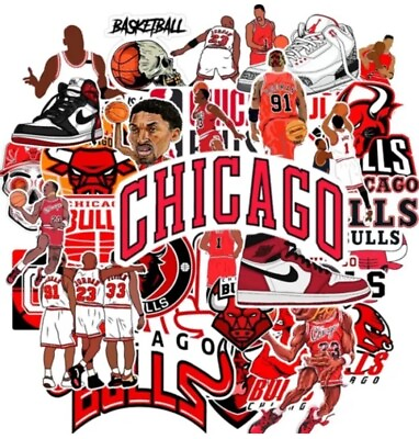 #ad 30 Chicago Bulls Stickers Bulls Merch NBA Basketball Vinyl Decal Pack 30pc $6.99