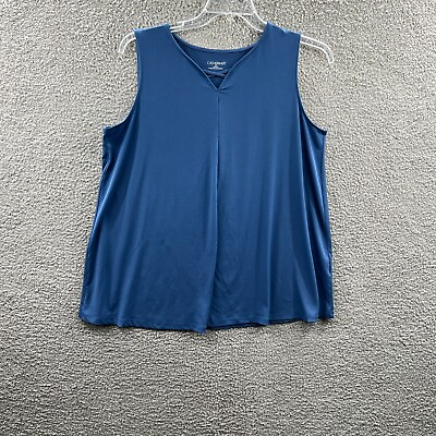 #ad Catherines Womens Tank Top 0X 14 16W Blue Sleeveless Pullover Shirt Stretch $14.99