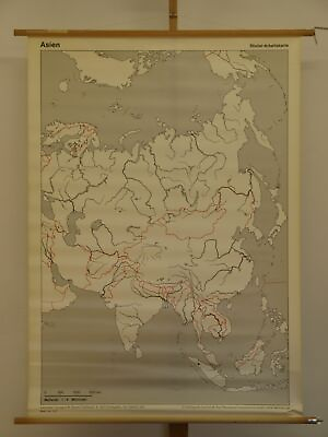 #ad Asia And Europe Eurasien Arbeitskarte Before 1990 Schulwandkarte Wall Map 97x135 $110.12