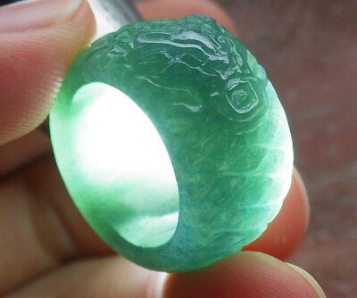 #ad Certified Green Burma Natural A Jadeite Jade Dragon Head Ring NO.4 # 403155 $62.40