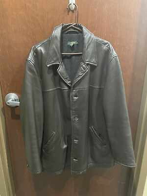 #ad VINTAGE J.CREW 1990’s Leather Jacket Blazer Wool Blend Lined Inside Size XL $150.00
