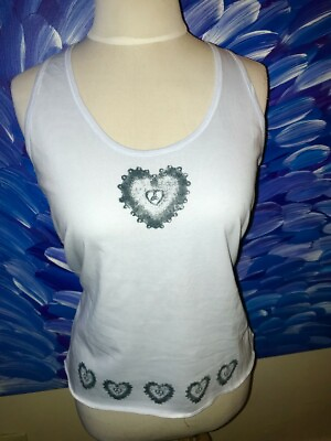 #ad Women Organic Cotton Tank With Heart On Front Love On Back Yoga Meditation $18.00
