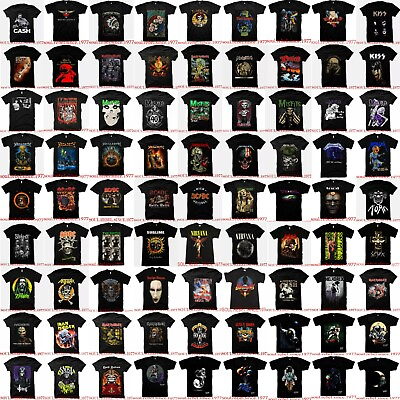 #ad #ad THE BEST COLLECTION OF CLASSIC ROCK BLACK T SHIRTS PUNK ROCK MEN#x27;S SIZES $11.69