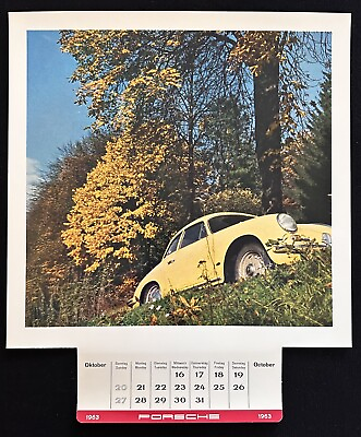 #ad PORSCHE 356B Coupe Original 1963 Factory Calendar Print Photo Poster 13x13quot; $58.65