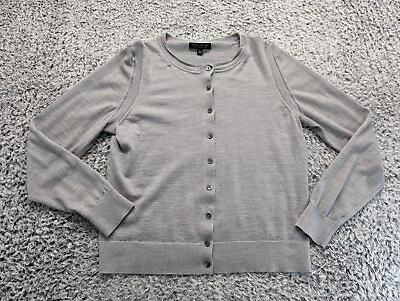 #ad Banana Republic Sweater Women Large Gray Merino Wool Button Preppy Classiccore $19.99