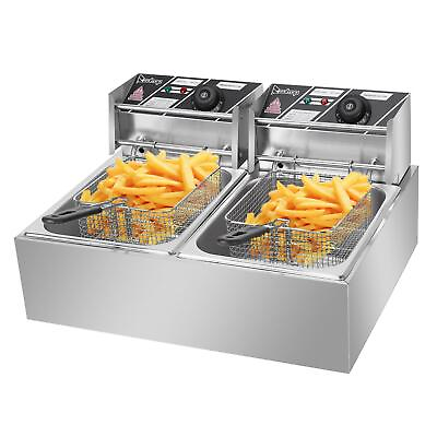#ad ZOKOP 5000W Electric Deep Fryer 12L Dual Fry Machine Commercial Restaurant $78.99