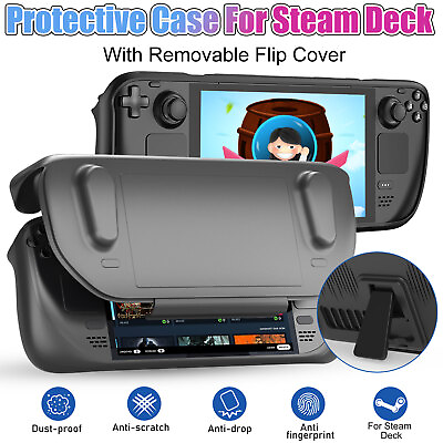 #ad Protective Case for Steam Deck Game Console w Removable Flip Cover Shell Bracket $13.98