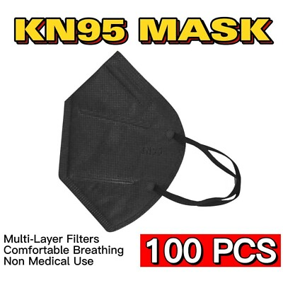 #ad 100 Pcs Black KN95 Protective 5 Layer Face Mask Disposable Respirator $13.95