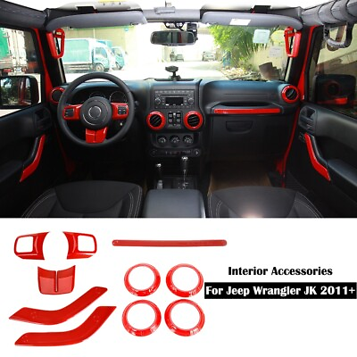 #ad 10x Interior Decoration Trim Kit Accessories for Jeep Wrangler JK 2011 18 2Door $26.99