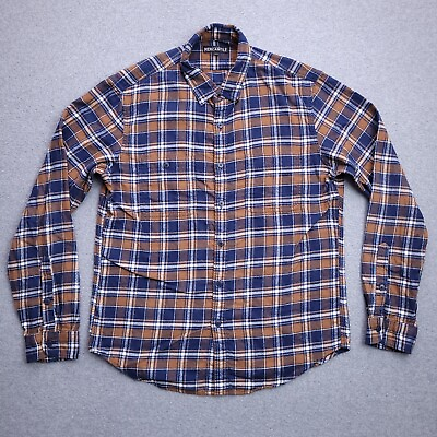 #ad J Crew Flannel Button Up Shirt Large Plaid Dual Pockets Mens $17.49