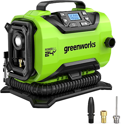 #ad #ad Greenworks 24V Portable Air Compressor Cordless Tire Inflator MAX 160 PSI 2 $97.75