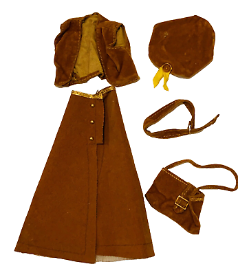 #ad Fits Vintage Barbie Midge Doll Vest Skirt Hat Belt Clone Faux Leather Fashion $84.99