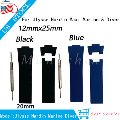 #ad Fits Ulysse Nardin Marine Diver Watch Strap Band Rubber 12*25mm Silicone W Tool $17.41